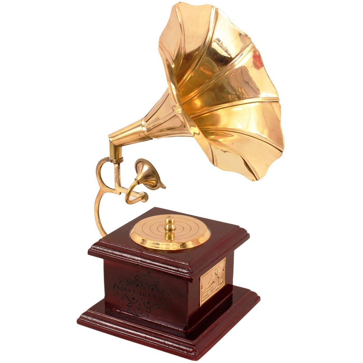 IndianArtVilla Brass Vintage Dummy Gramophone  Decorative Home Hotel