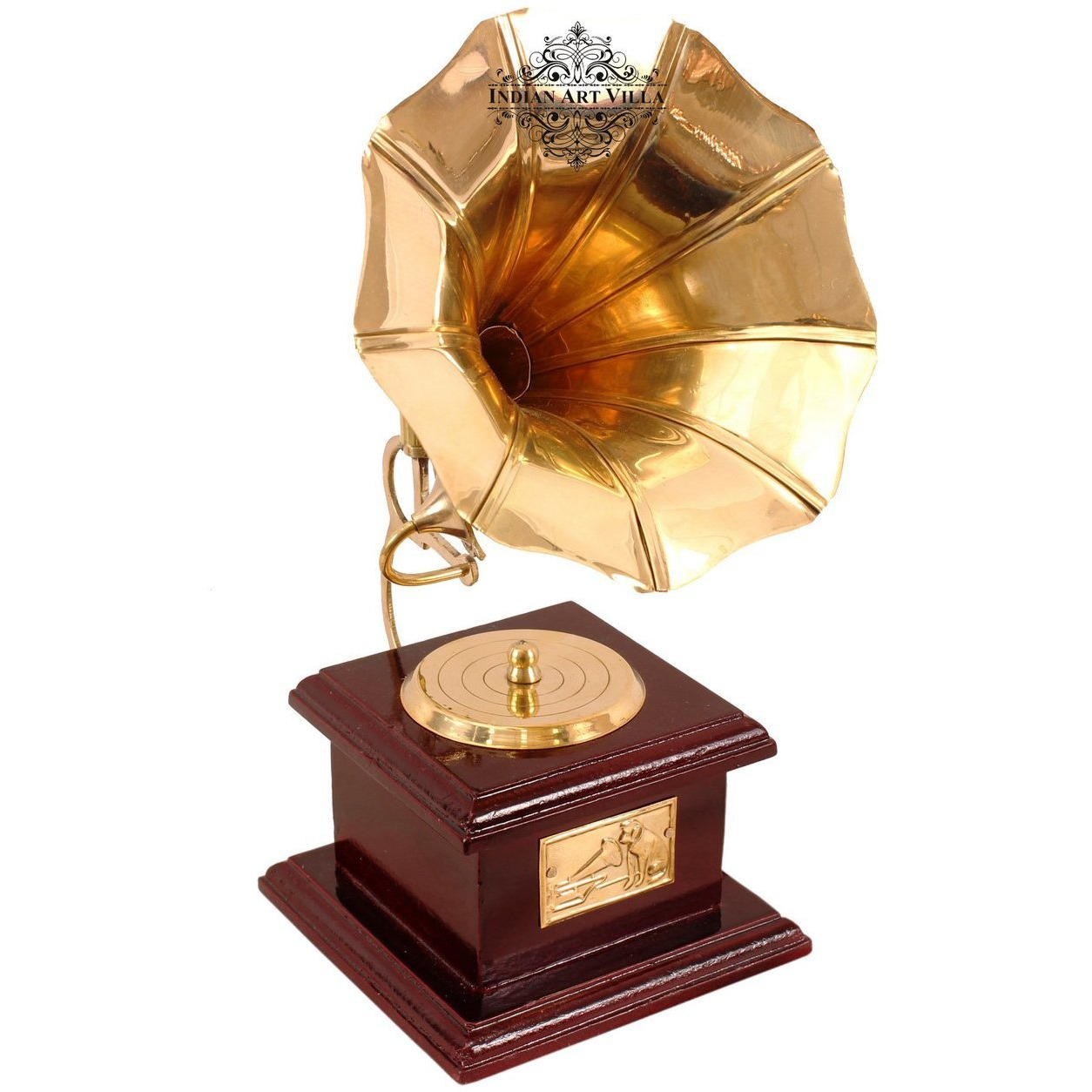 IndianArtVilla Brass Vintage Dummy Gramophone  Decorative Home Hotel