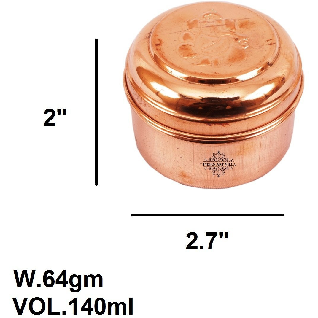 IndianArtVilla 2.0  X 2.7  Pure Copper HandmadeGanpati Design Workship Box 5 OZ