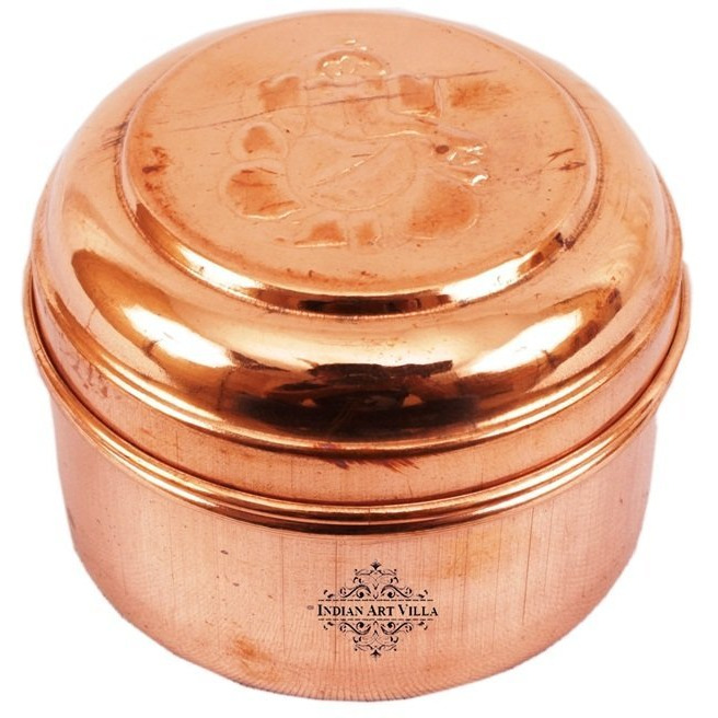 IndianArtVilla 2.0  X 2.7  Pure Copper HandmadeGanpati Design Workship Box 5 OZ