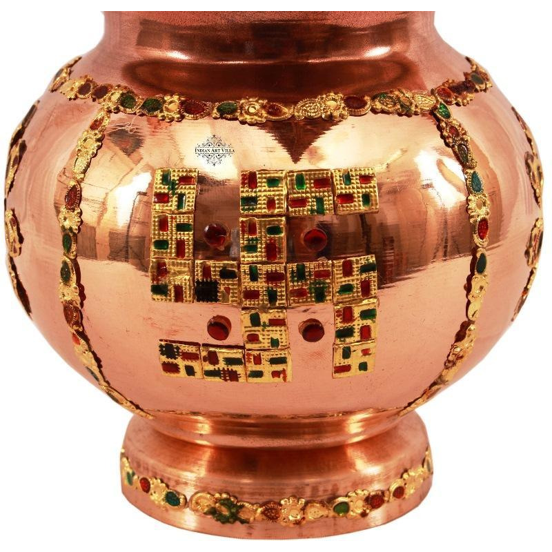 IndianArtVilla Copper Decorative Mangal Kalash With Coconut- 9  Inch Height