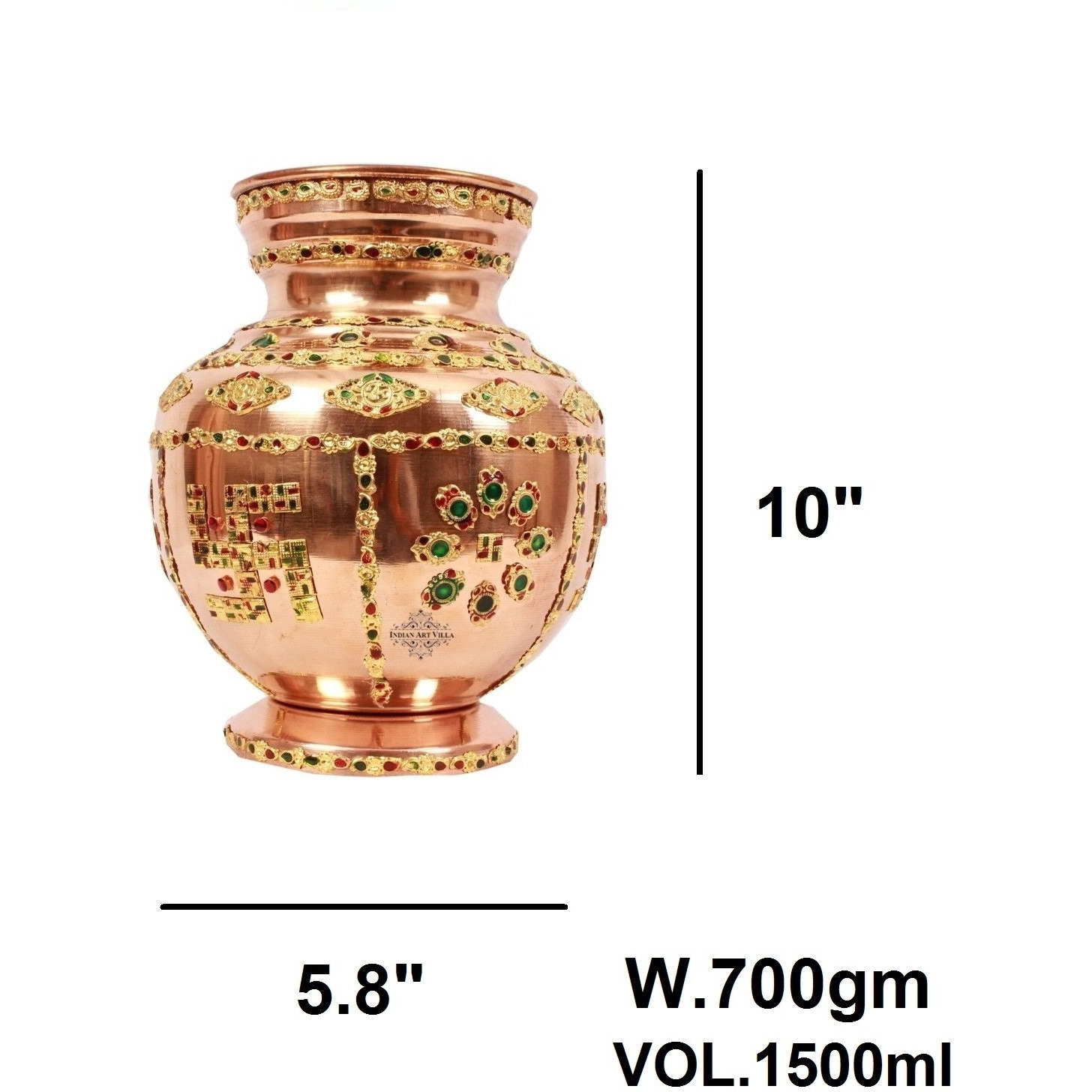 IndianArtVilla Copper Big decorative Kalash Pooja Home Dcor10  inch Height
