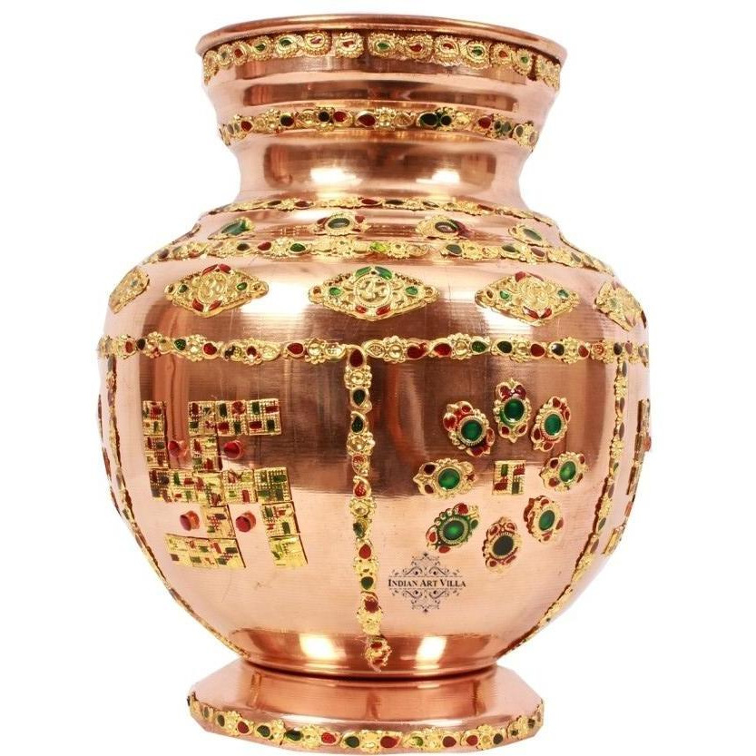 IndianArtVilla Copper Big decorative Kalash Pooja Home Dcor10  inch Height