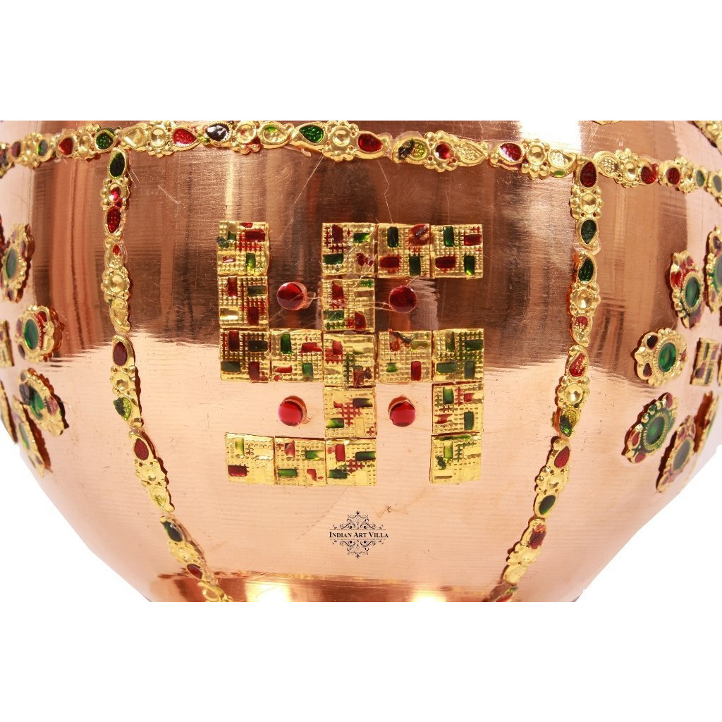 IndianArtVilla Copper Big decorative Kalash Pooja Home Dcor10  inch Height