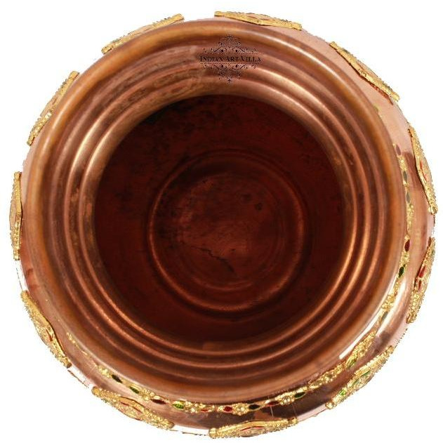 IndianArtVilla Copper Big decorative Kalash Pooja Home Dcor10  inch Height