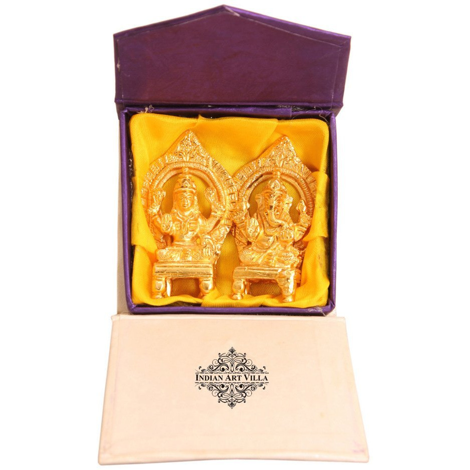IndianArtVilla Brass Set of Ganesh Laxmi Ji Hinduism Religious  chatar sword designer idiols