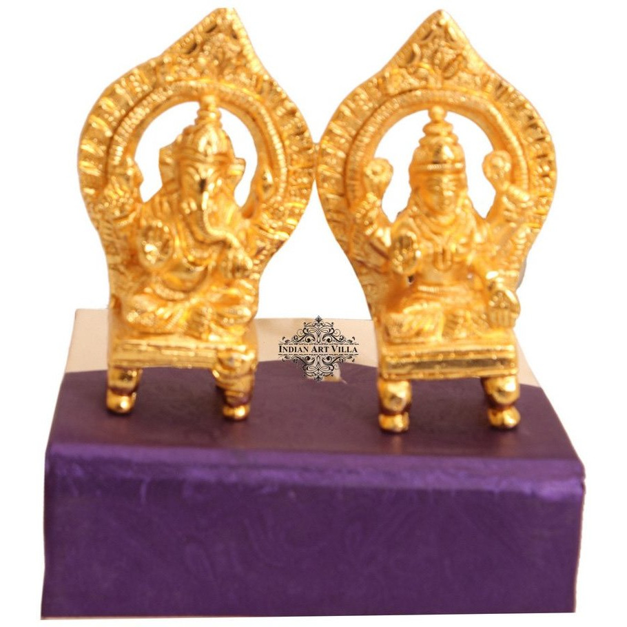 IndianArtVilla Brass Set of Ganesh Laxmi Ji Hinduism Religious  chatar sword designer idiols