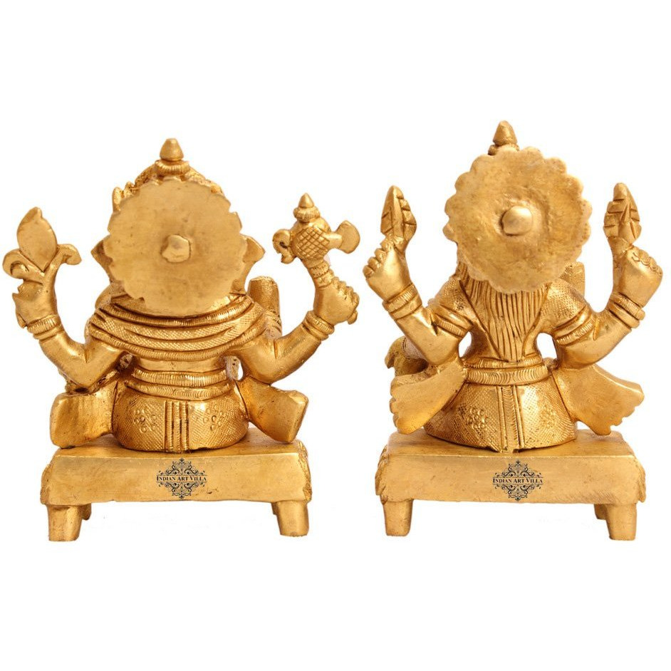 IndianArtVilla Brass Set of Ganesh JI Laxmi Ji Hinduism Religious  chatar sword designer idiols