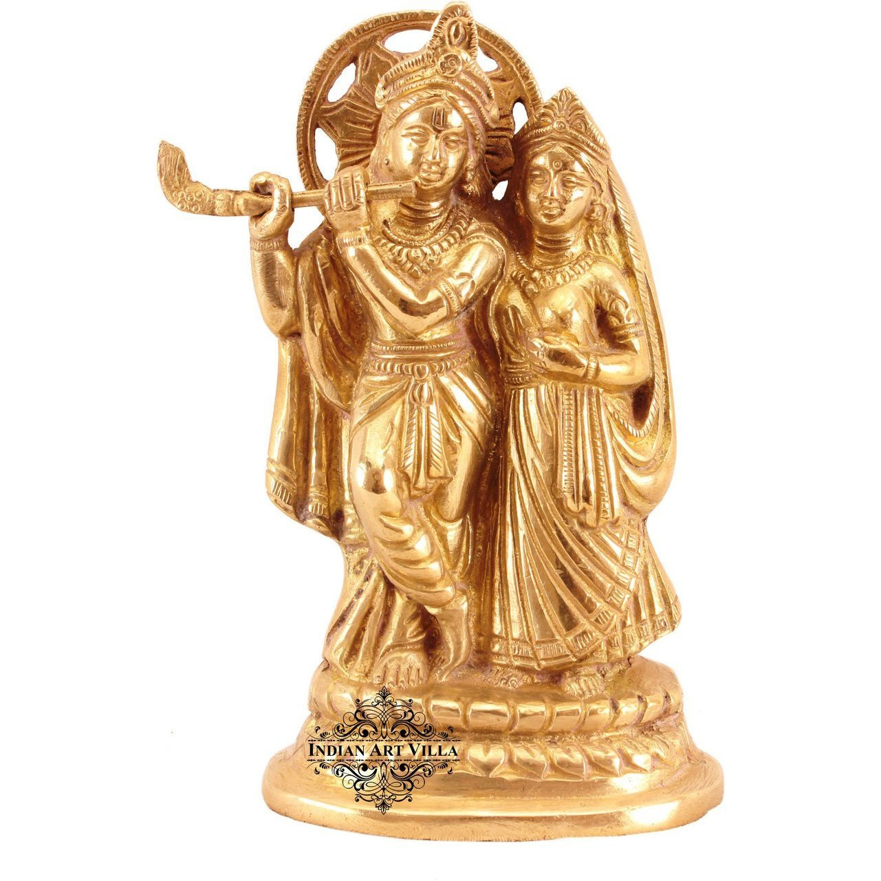IndianArtVilla Brass Radha Krishan Ji God  chatar sword designer idiols - Religious Spiritual Items