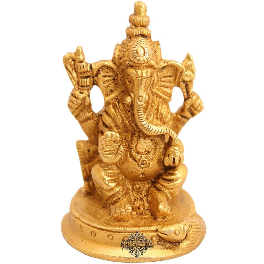 IndianArtVilla Handmade Brass Lord Ganesh Ji God Hinduism Religious Antique Art