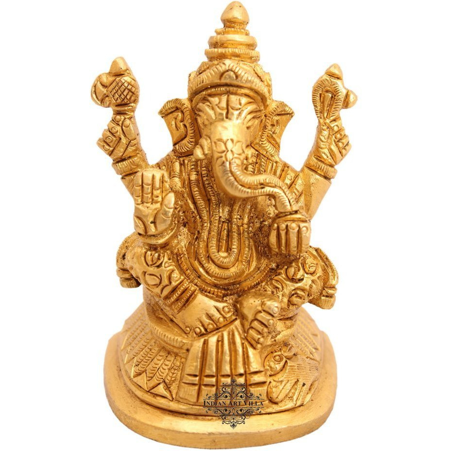 IndianArtVilla Brass Lord Ganesh Ji God Hinduism Religious Antique Art Decore