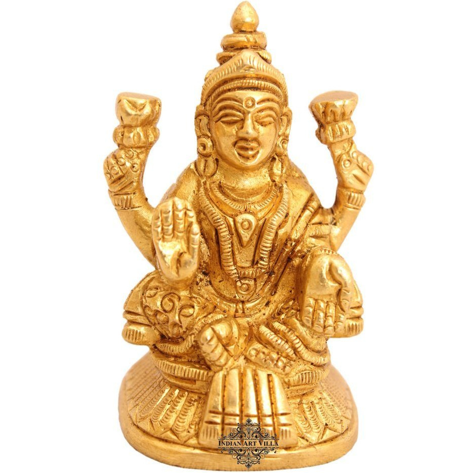 IndianArtVilla Brass Laxmi Ji Godess Hinduism Religious Antique Art Decore