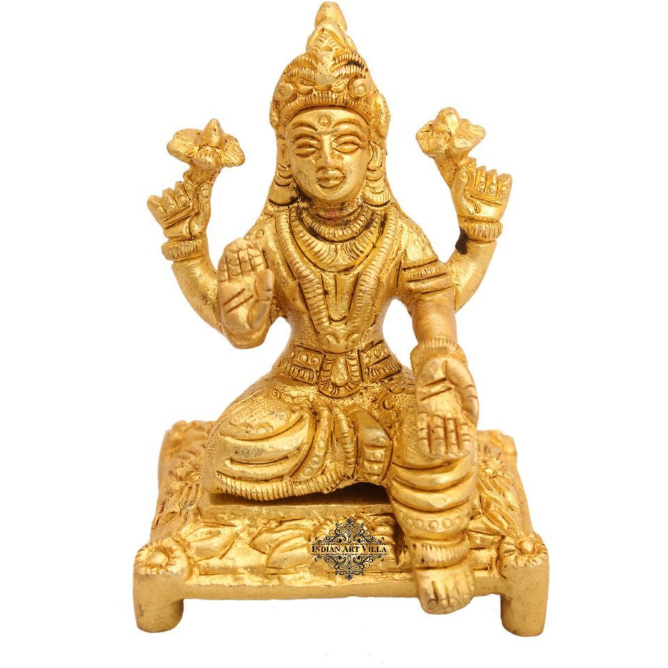 IndianArtVilla Brass Laxmi Ji Godess Hinduism Religious Antique Art Decore