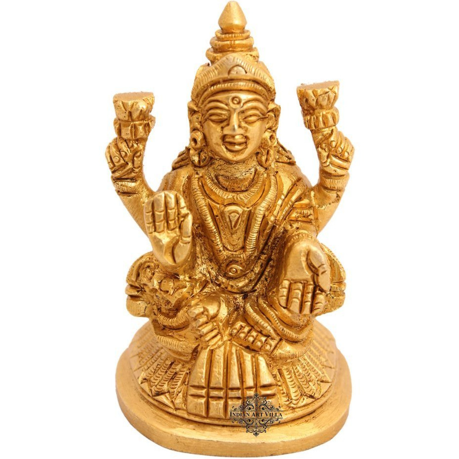 IndianArtVilla Brass Laxmi Ji Godess Hinduism Religious Antique Art Decore