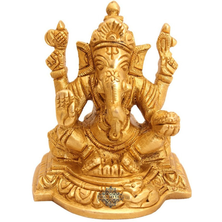 IndianArtVilla Brass Lord Ganesh Ji God Hinduism Religious Antique Art Decore