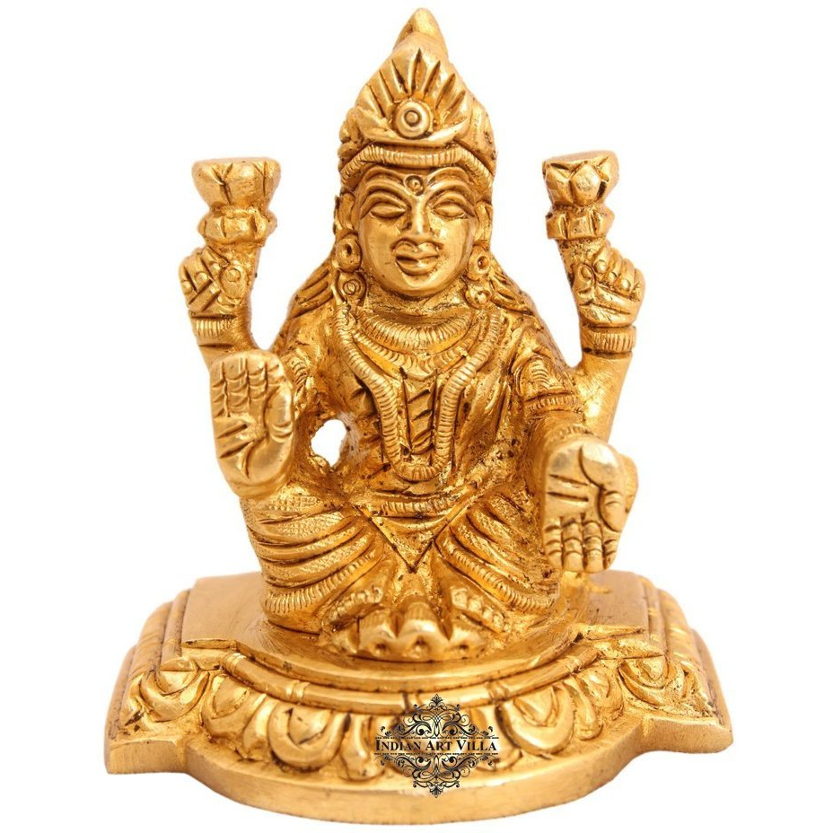 IndianArtVilla Brass Laxmi Ji Godess Hinduism Religious Antique Art Decore