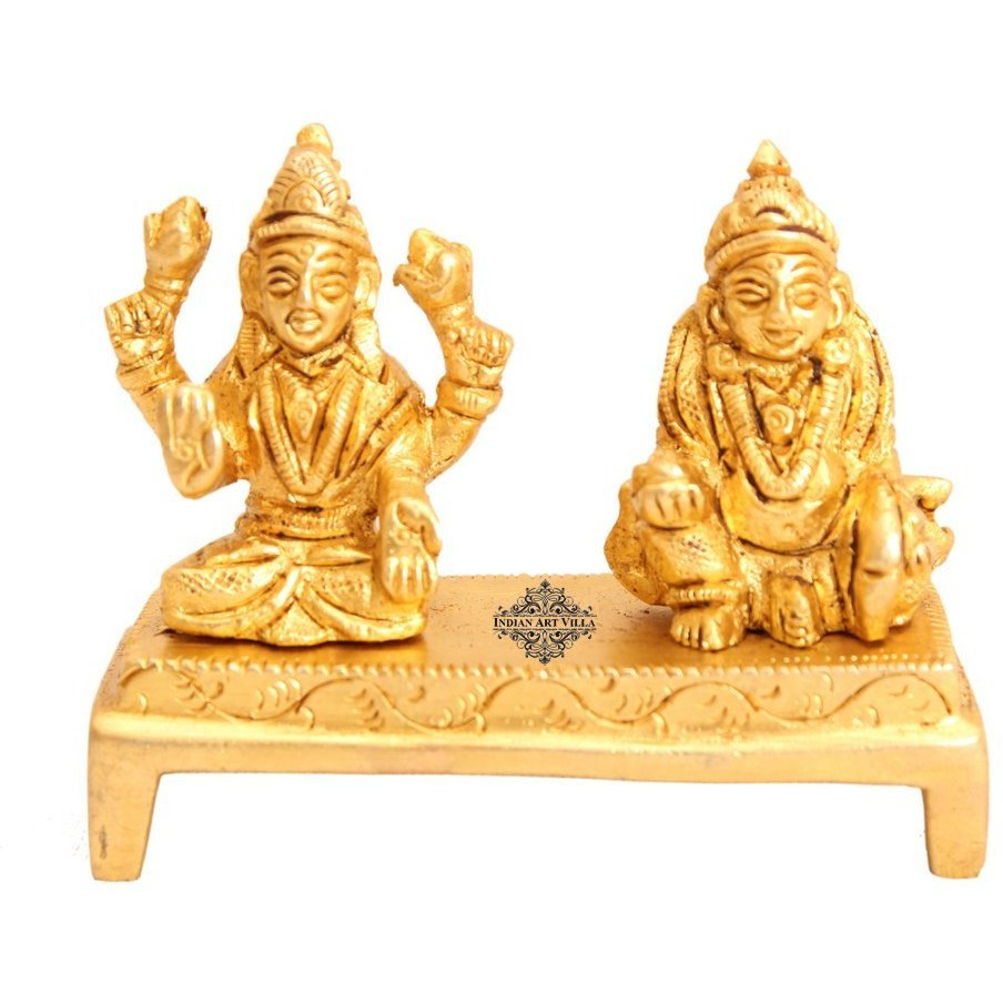 IndianArtVilla Brass Laxmi Ji with Kuber Ji on Singhasan