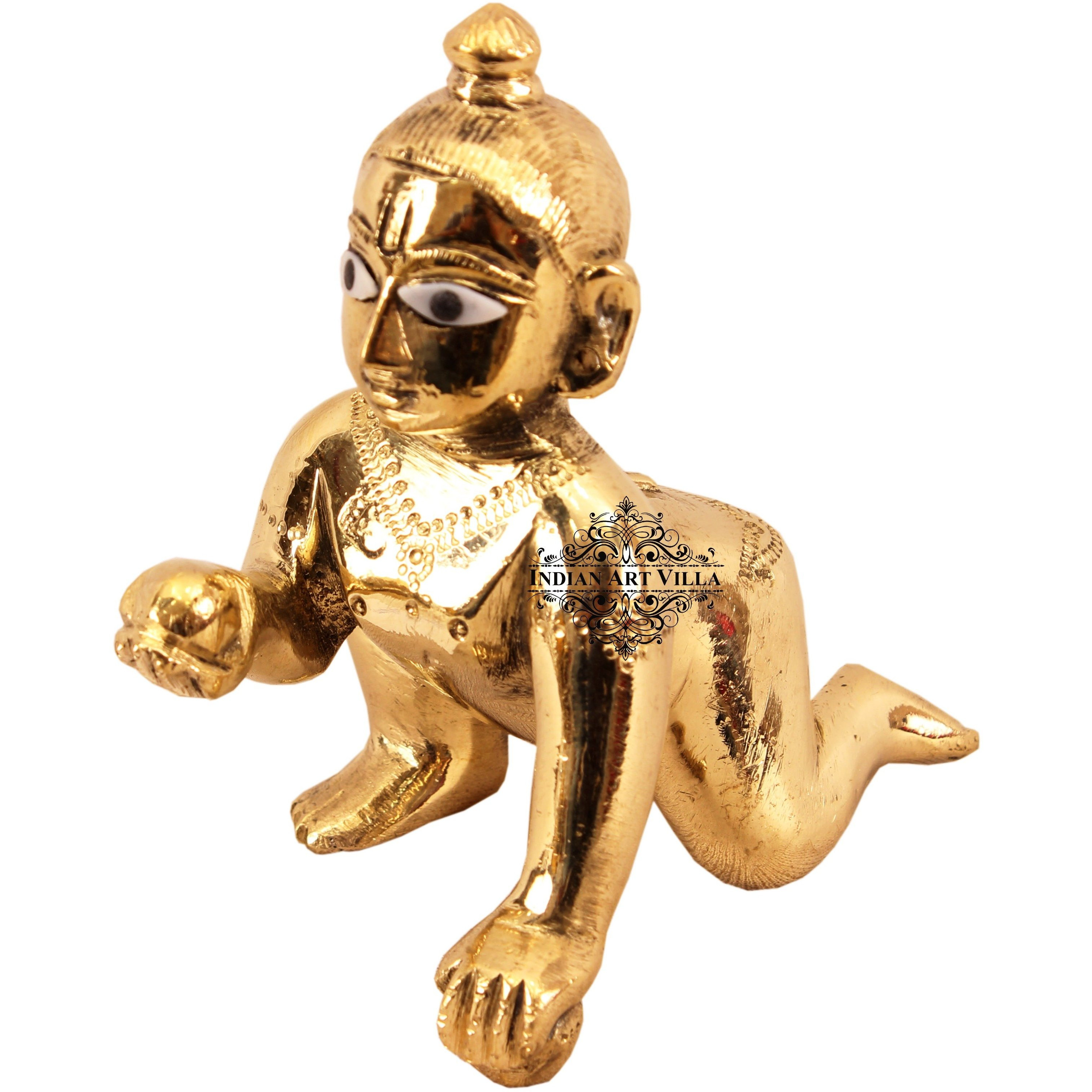 IndianArtVilla Brass Handmade Lord Laddu Gopal Ji God Idol  Temple Poojan