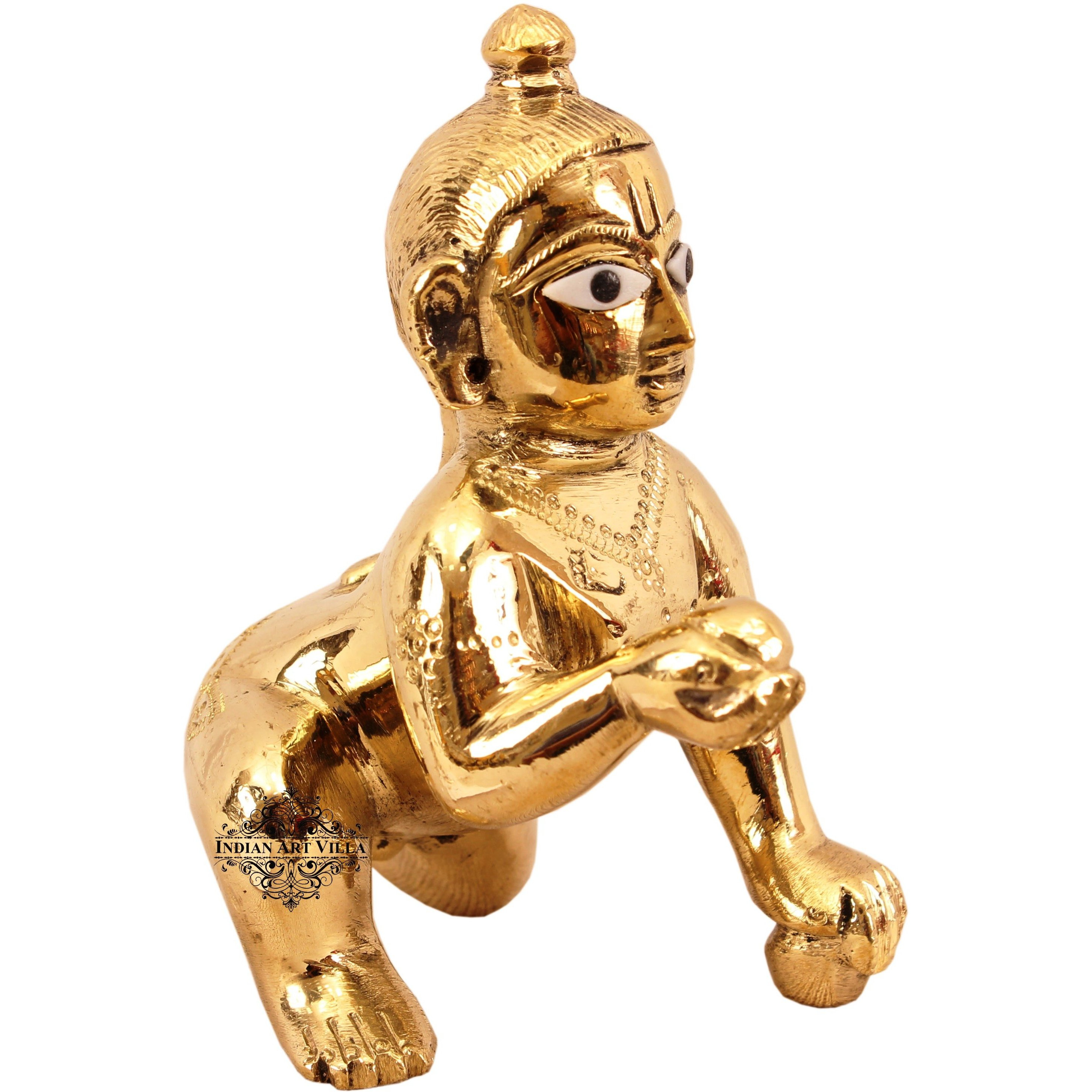IndianArtVilla Brass Handmade Lord Laddu Gopal Ji God Idol  Temple Poojan