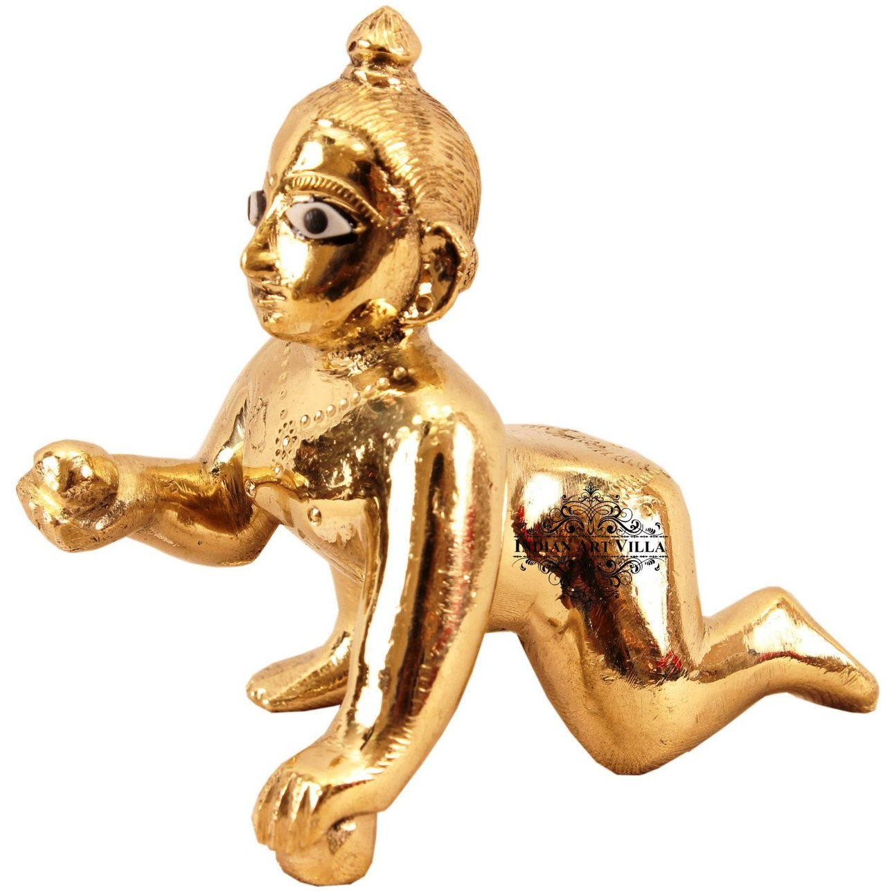 IndianArtVilla Brass Handmade God Idol Lord Laddu Gopal Ji  Temple Poojan Home