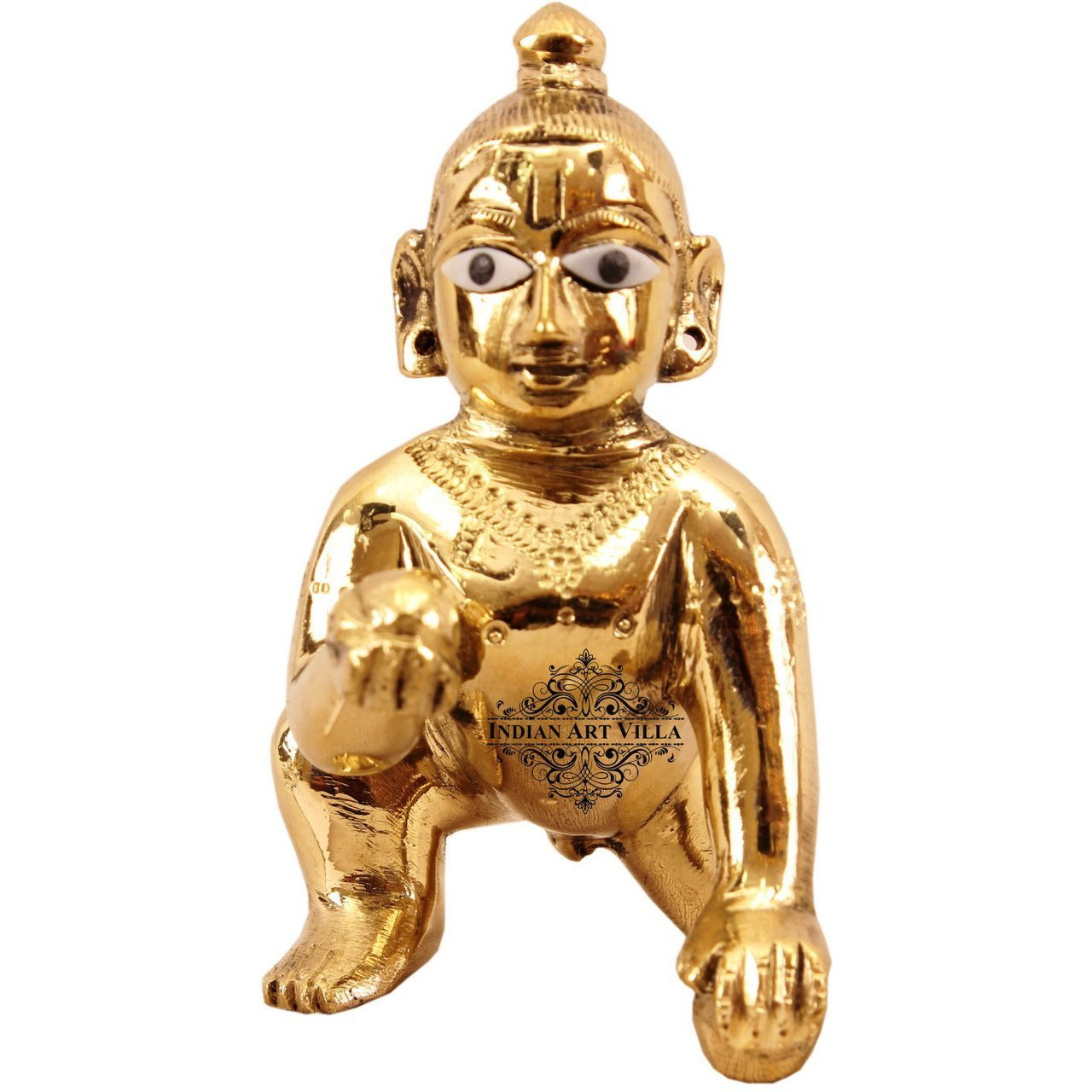IndianArtVilla Brass Handmade God Idol Lord Laddu Gopal Ji  Temple Poojan Home