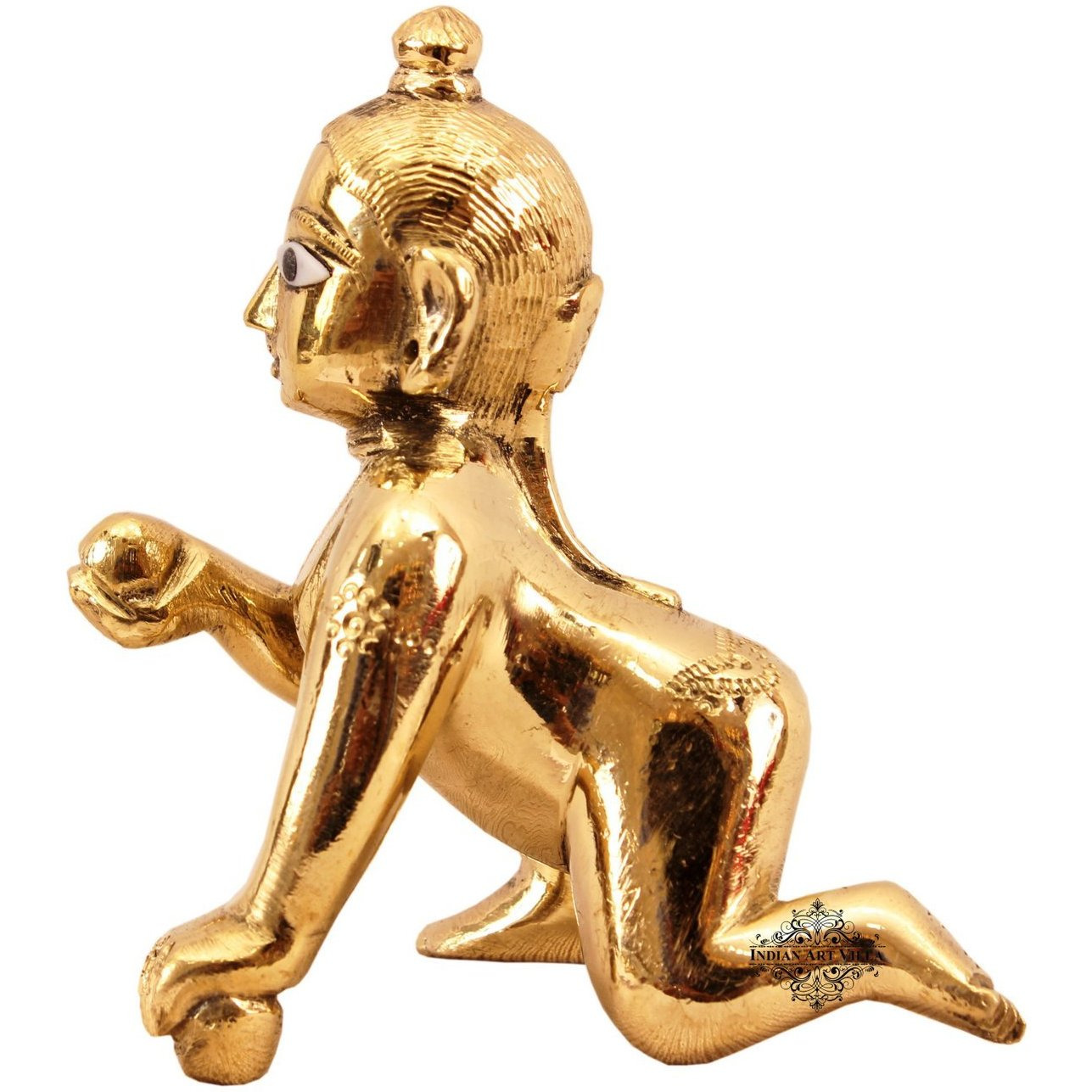 IndianArtVilla Brass Handmade God Idol Lord Laddu Gopal Ji  Temple Poojan Home