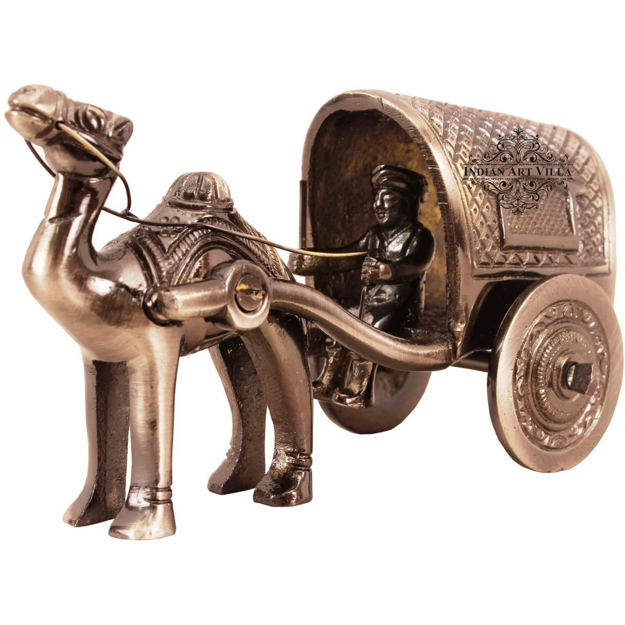 IndianArtVilla Brass Black Polished ganesh ji design swing CartAntique Showpiece