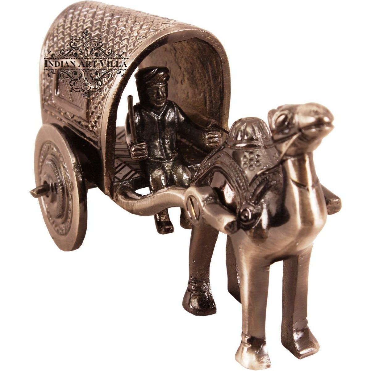 IndianArtVilla Brass Black Polished ganesh ji design swing CartAntique Showpiece