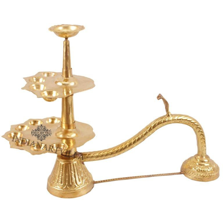 Indian Art Villa Unique Designed Handmade Hindu Religious Aarti Diya for Poojan