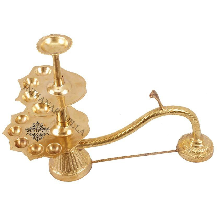 Indian Art Villa Unique Designed Handmade Hindu Religious Aarti Diya for Poojan