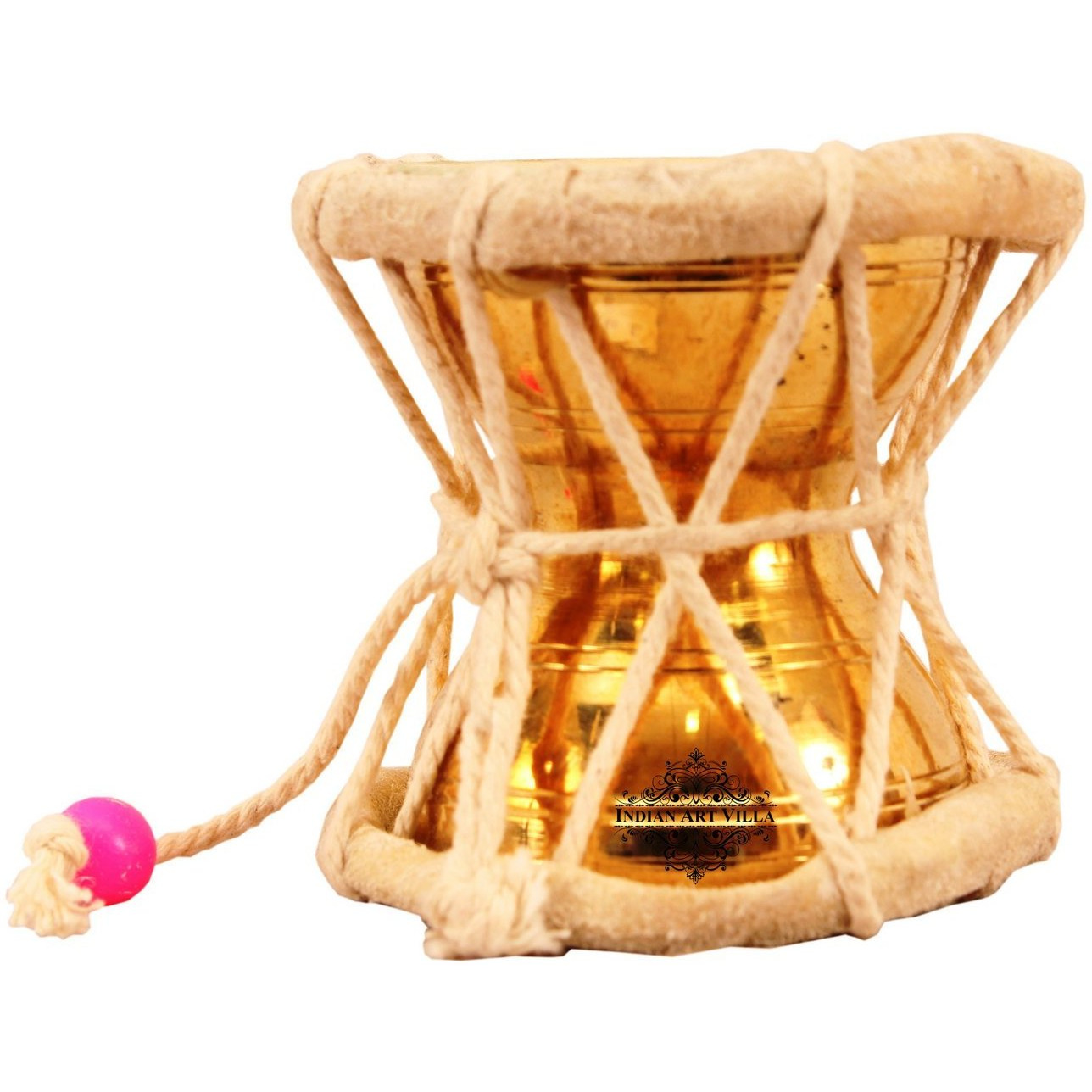 IndianArtVilla Brass Damaru Pellet DrumAn Instrument of Lord ShivaShowpiece