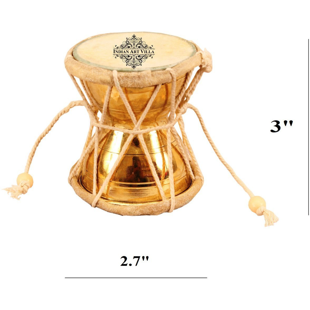 IndianArtVilla Brass Pellet DrumAn Instrument of Lord ShivaMusic Antique