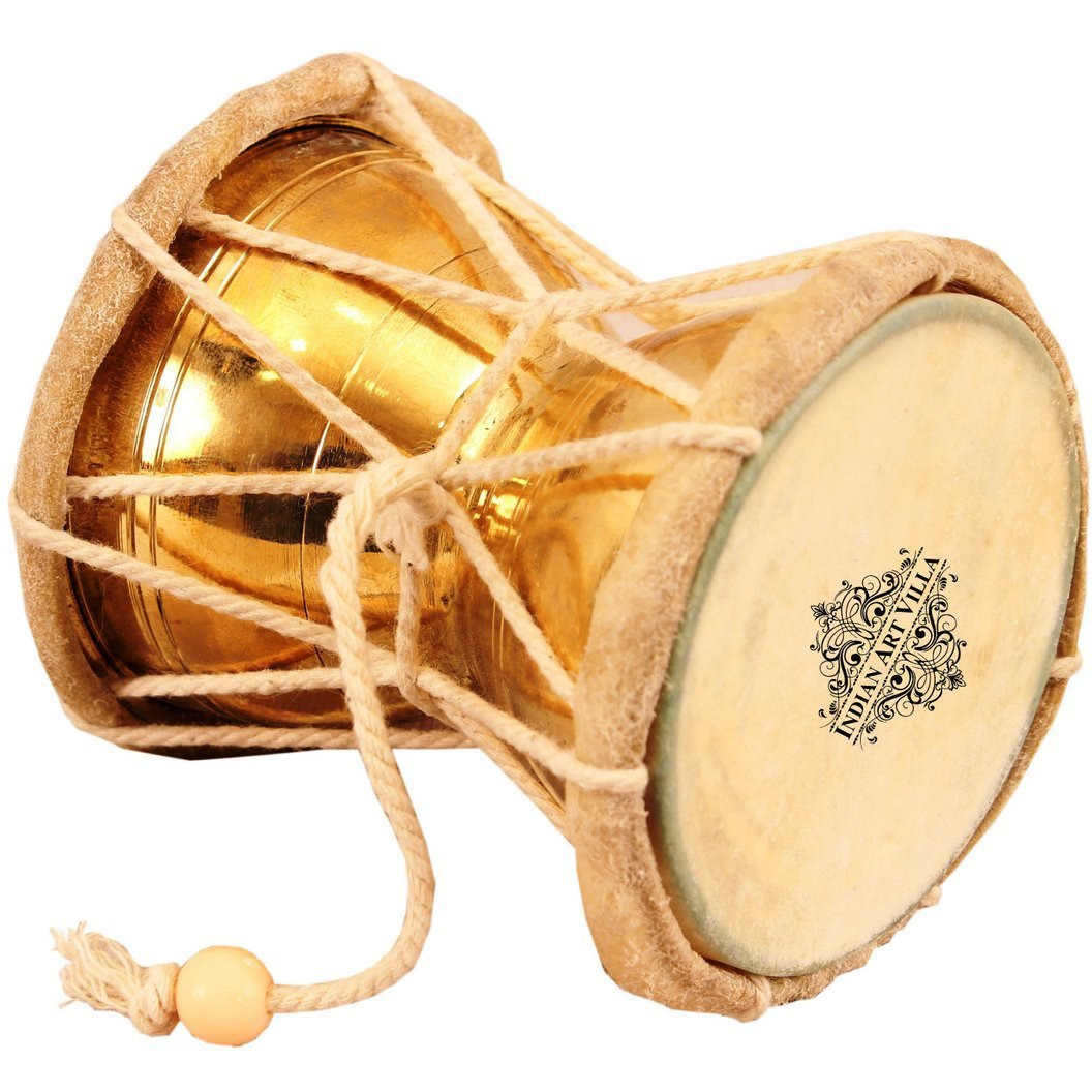 IndianArtVilla Brass Pellet DrumAn Instrument of Lord ShivaMusic Antique