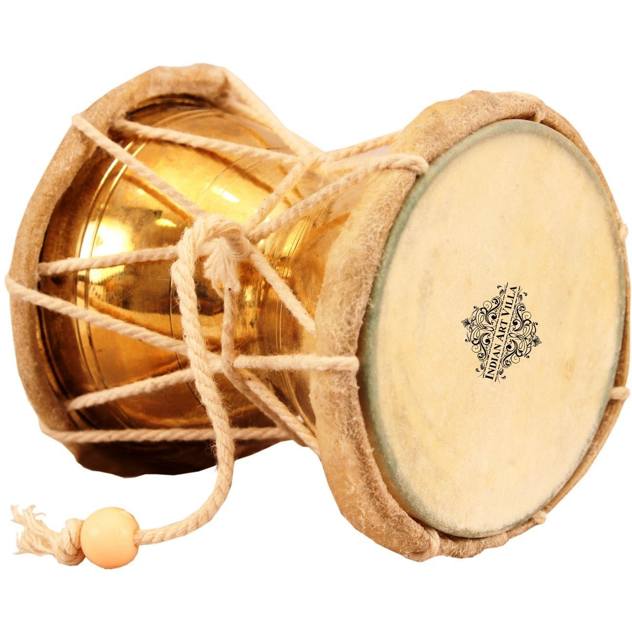 IndianArtVilla Brass Pellet DrumAn Instrument of Lord ShivaMusic Antique