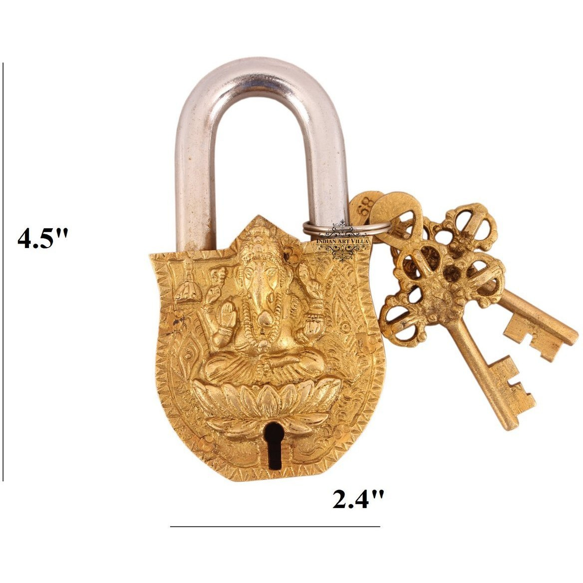 IndianArtVilla Brass Vintage Style Lord Ganesha Design chatar sword designer with 2 Keys