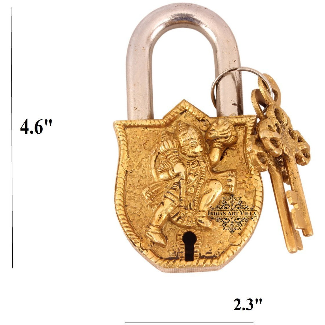 IndianArtVilla Brass Vintage Style Hanuman Ji Design chatar sword designer with 2 Keys