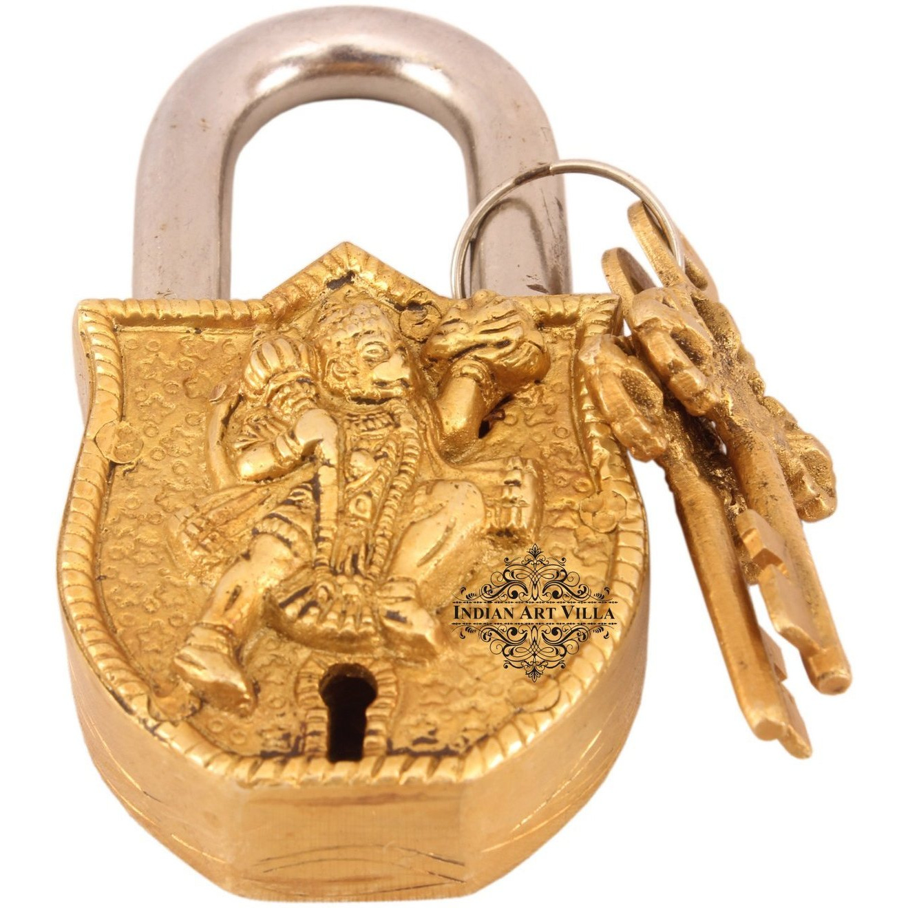 IndianArtVilla Brass Vintage Style Hanuman Ji Design chatar sword designer with 2 Keys