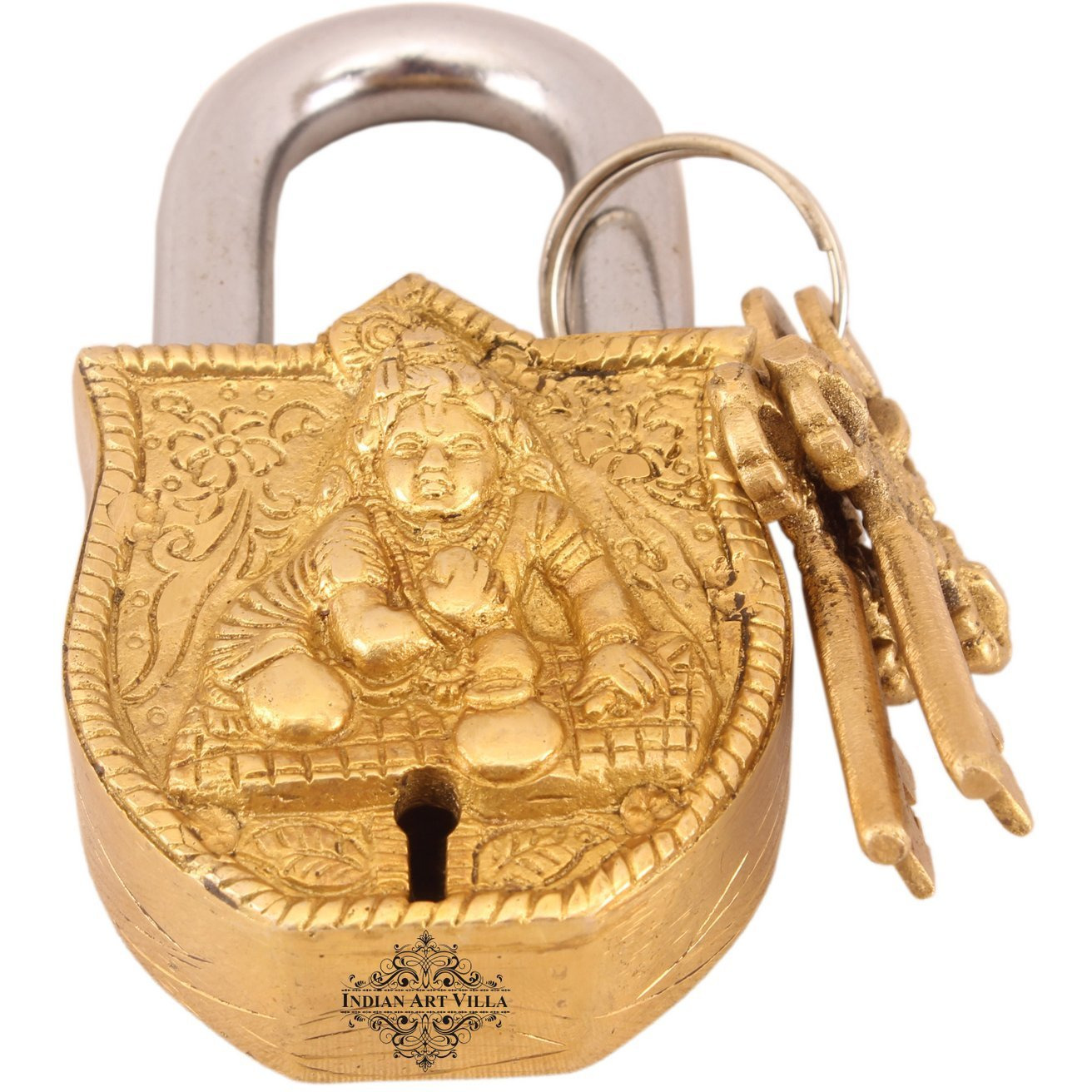 IndianArtVilla Brass Vintage Style Laddu Gopal Ji Design chatar sword designer with 2 Keys