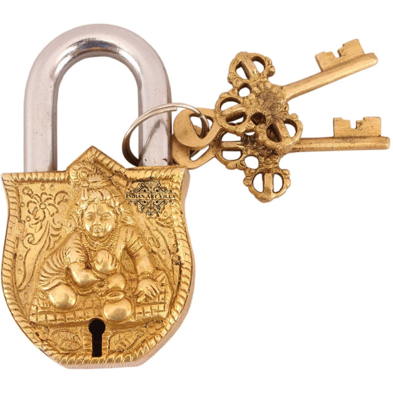 IndianArtVilla Brass Vintage Style Laddu Gopal Ji Design chatar sword designer with 2 Keys