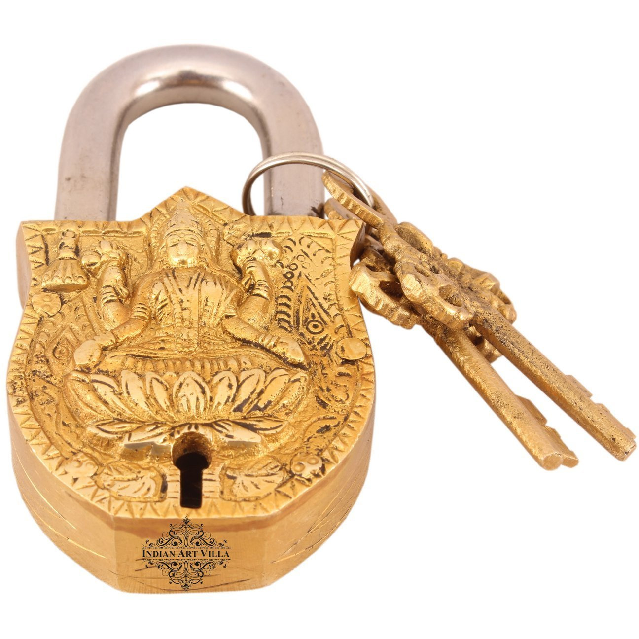 IndianArtVilla Brass Vintage Style Godess Laxmi Ji Design chatar sword designer with 2 Keys