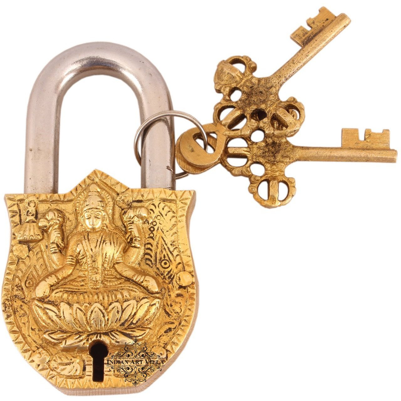 IndianArtVilla Brass Vintage Style Godess Laxmi Ji Design chatar sword designer with 2 Keys