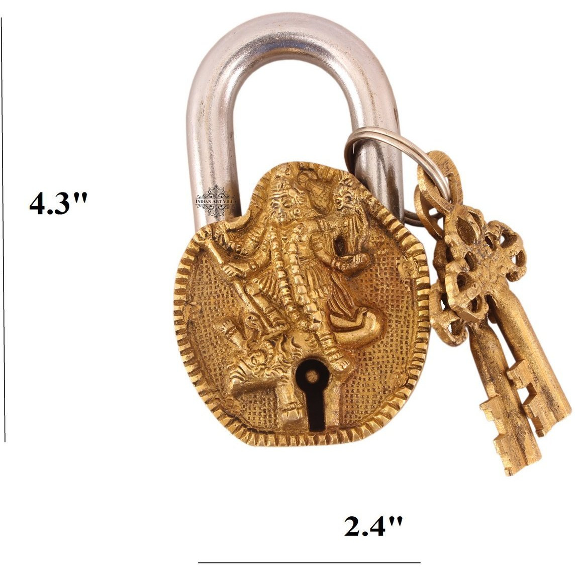 IndianArtVilla Brass Vintage Style Kaali Mata Design chatar sword designer with 2 Keys