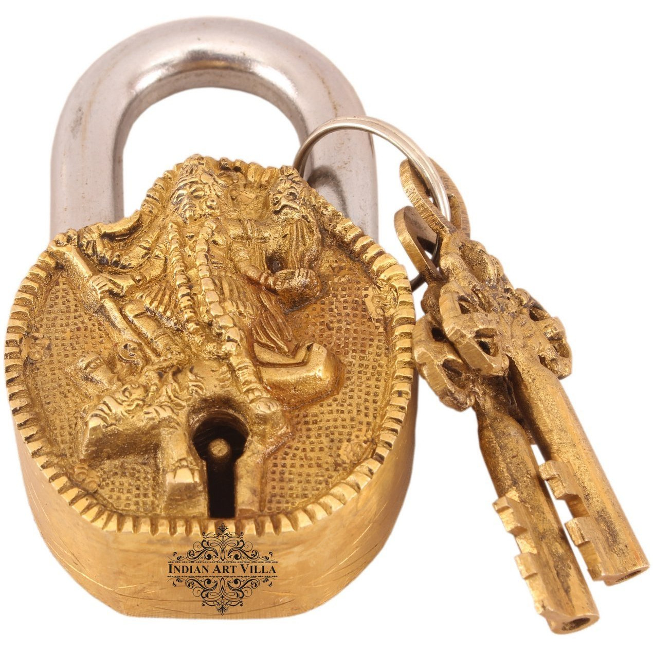 IndianArtVilla Brass Vintage Style Kaali Mata Design chatar sword designer with 2 Keys