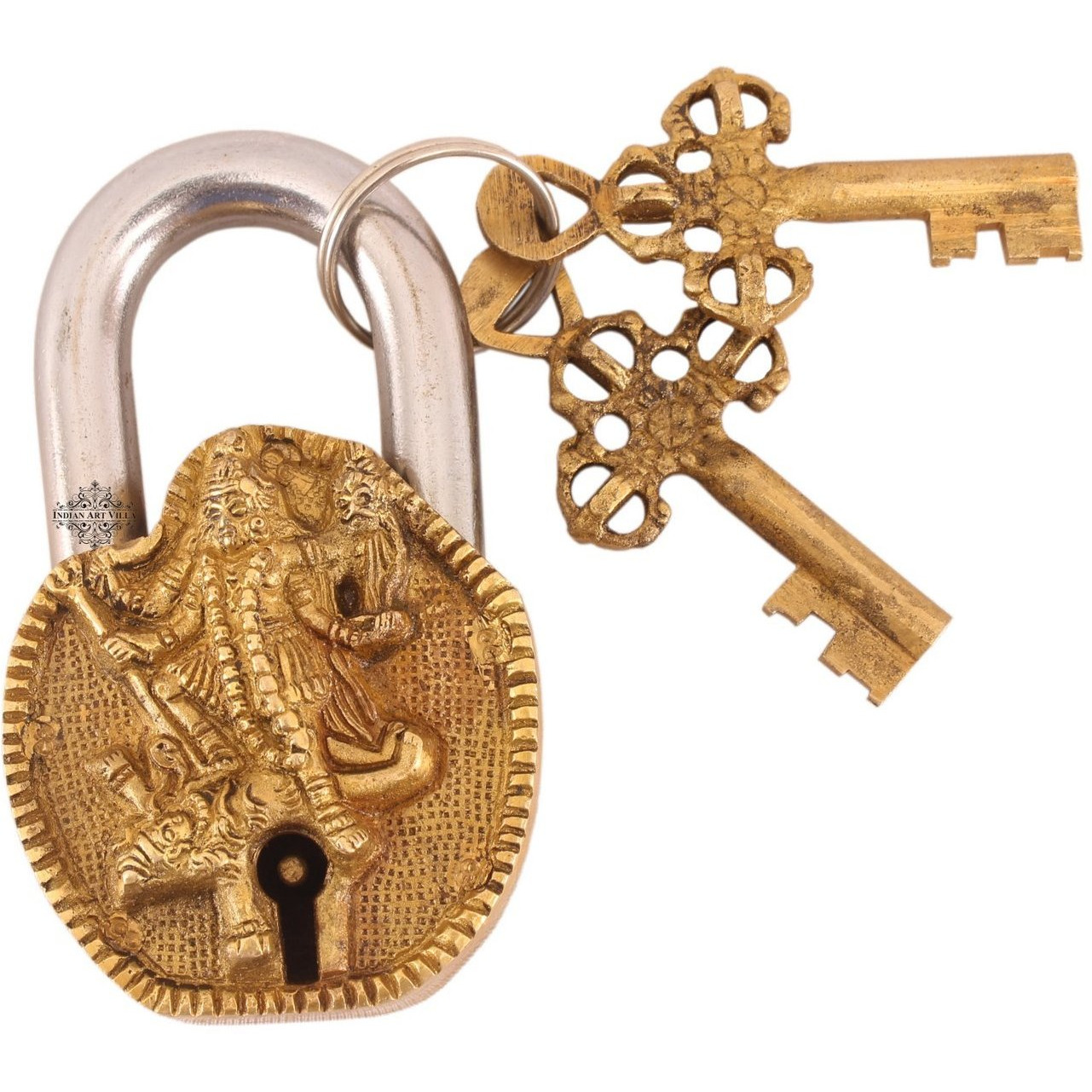 IndianArtVilla Brass Vintage Style Kaali Mata Design chatar sword designer with 2 Keys