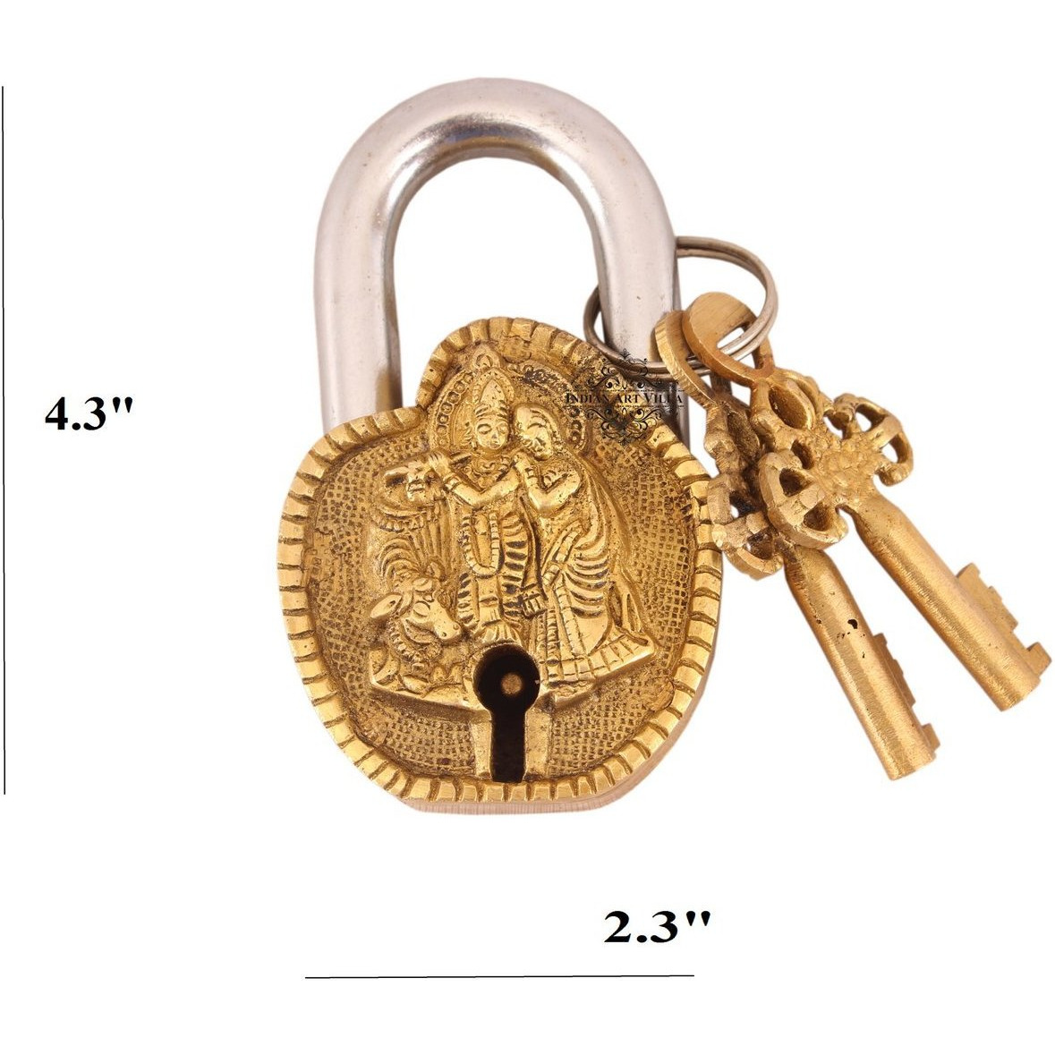 IndianArtVilla Brass Vintage Style Radha Krishna Ji Design chatar sword designer with 2 Keys