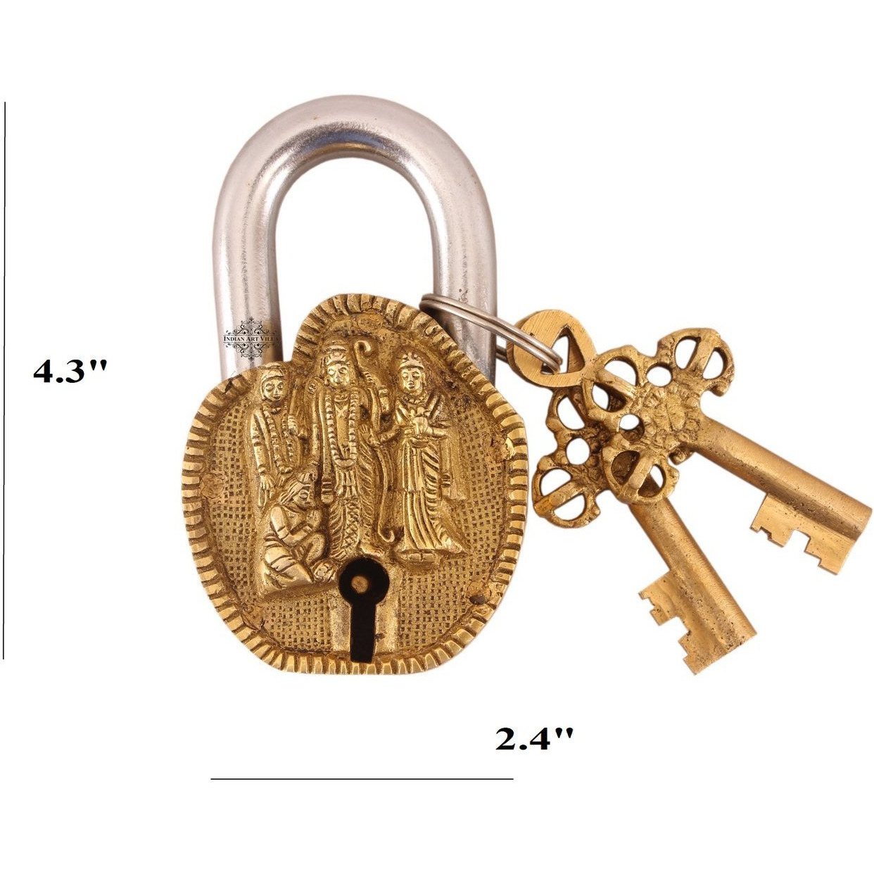 IndianArtVilla Brass Vintage Style Ram Darbar Design chatar sword designer with 2 Keys