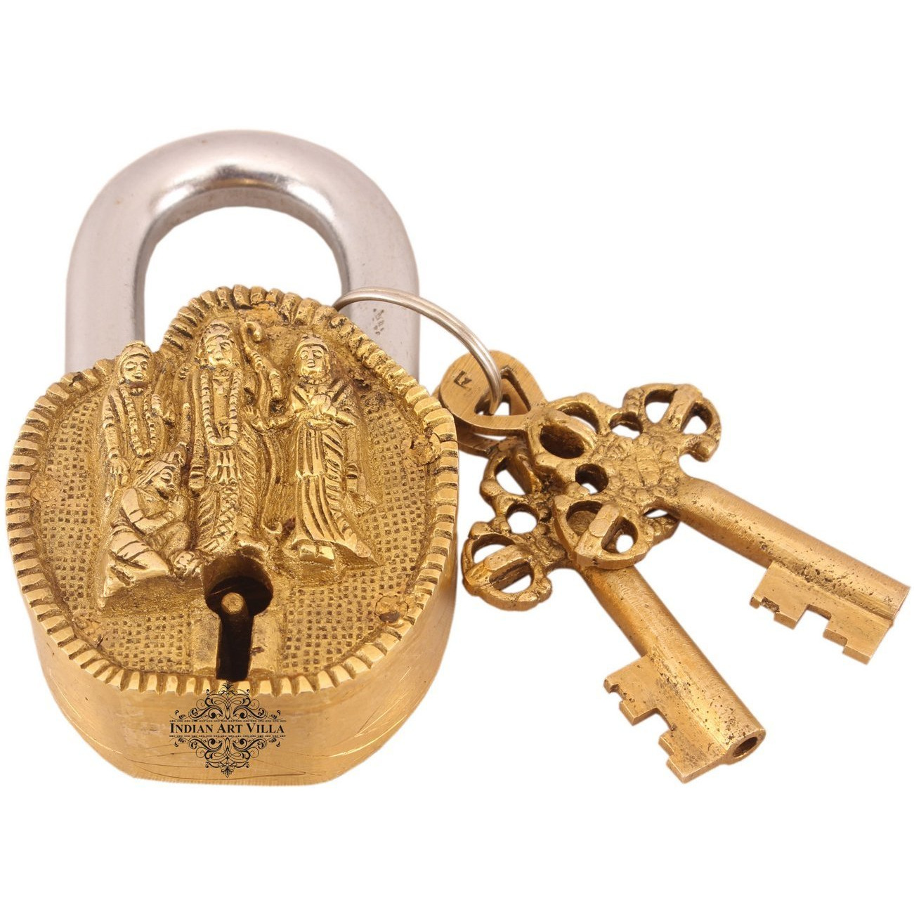 IndianArtVilla Brass Vintage Style Ram Darbar Design chatar sword designer with 2 Keys