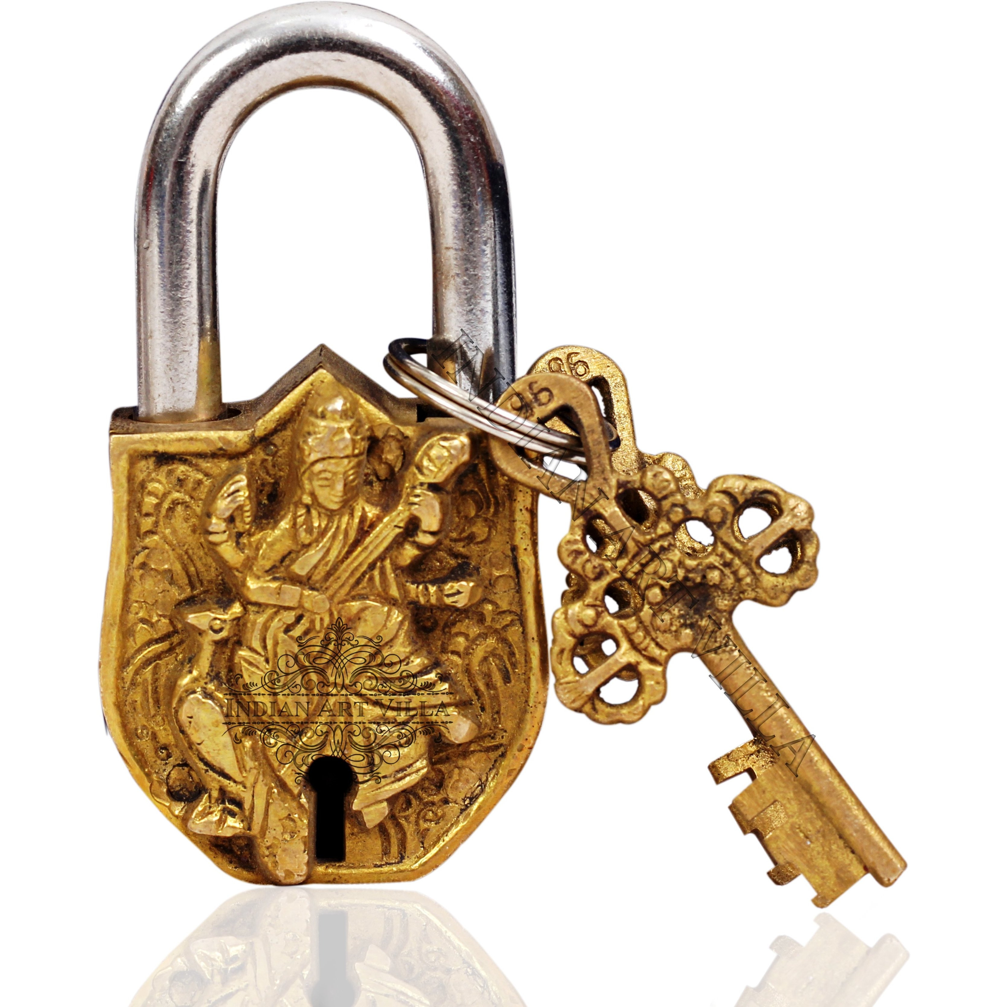 IndianArtVilla Old Vintage Style Antique Godess Saraswati Ji Design chatar sword designer&2 Keys
