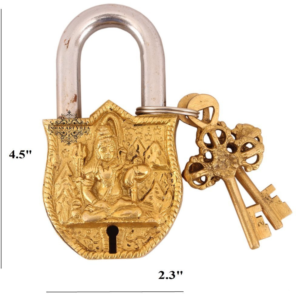IndianArtVilla Brass Vintage Style Shiv Design chatar sword designer with 2 Keys