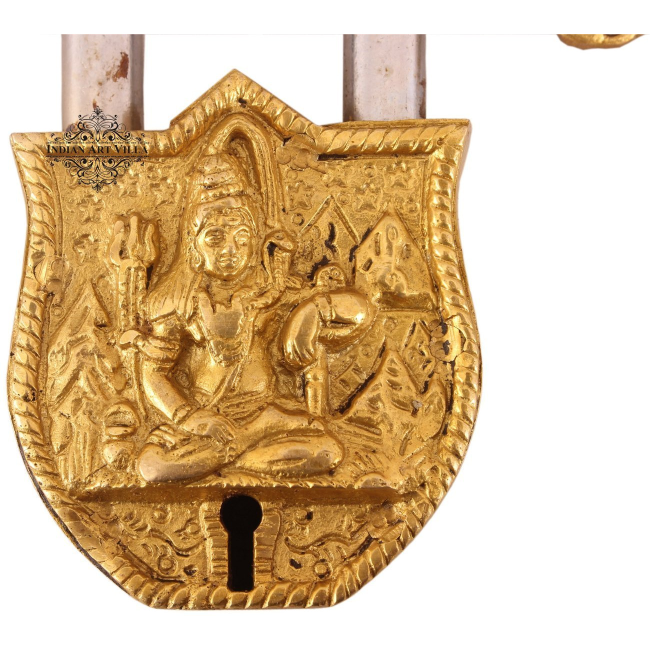 IndianArtVilla Brass Vintage Style Shiv Design chatar sword designer with 2 Keys